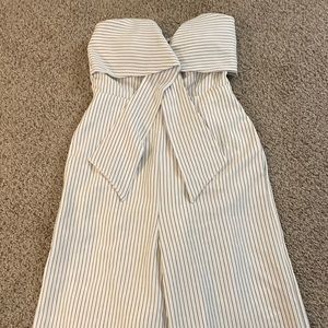 Double Lined Striped Strapless Jumpsuit